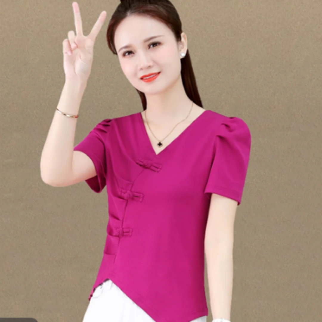 9235#【衣长52】修身型短袖短款T恤韩版设计感芭比风上衣