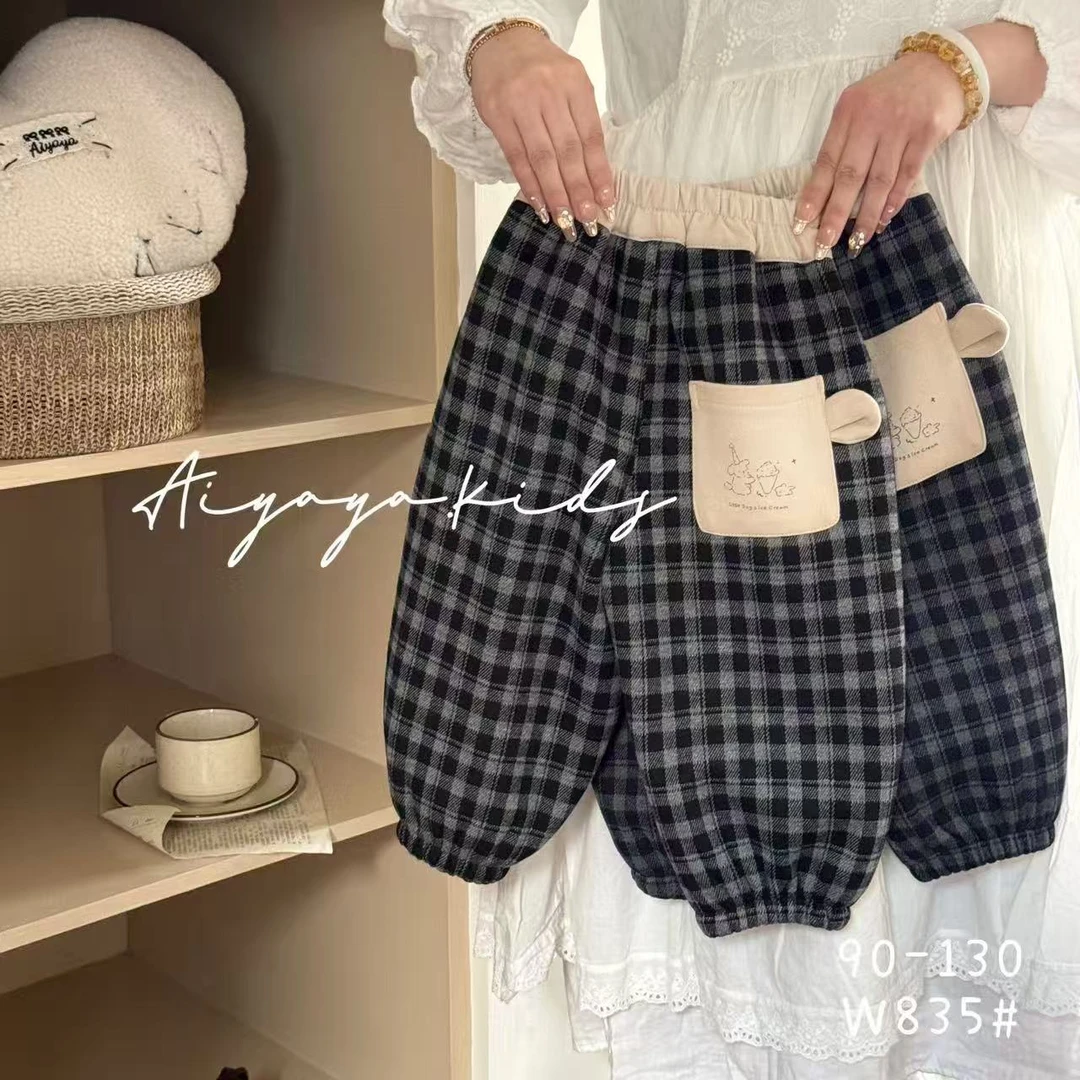 【自营｜加绒款！格子百搭风 超软呢子拼接腰头】儿童秋冬休闲裤0835