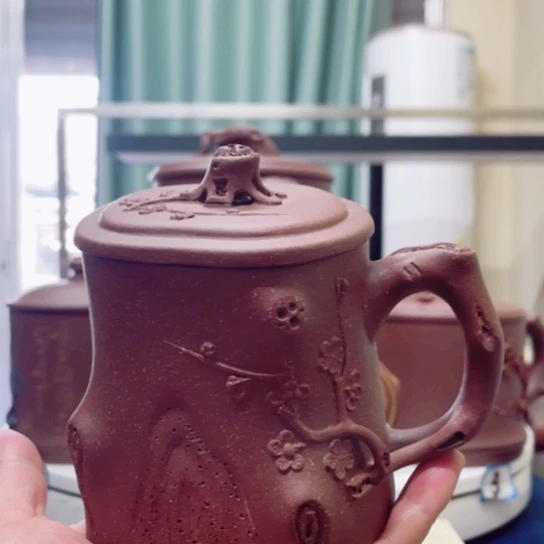 紫砂茶杯紫泥树桩杯
