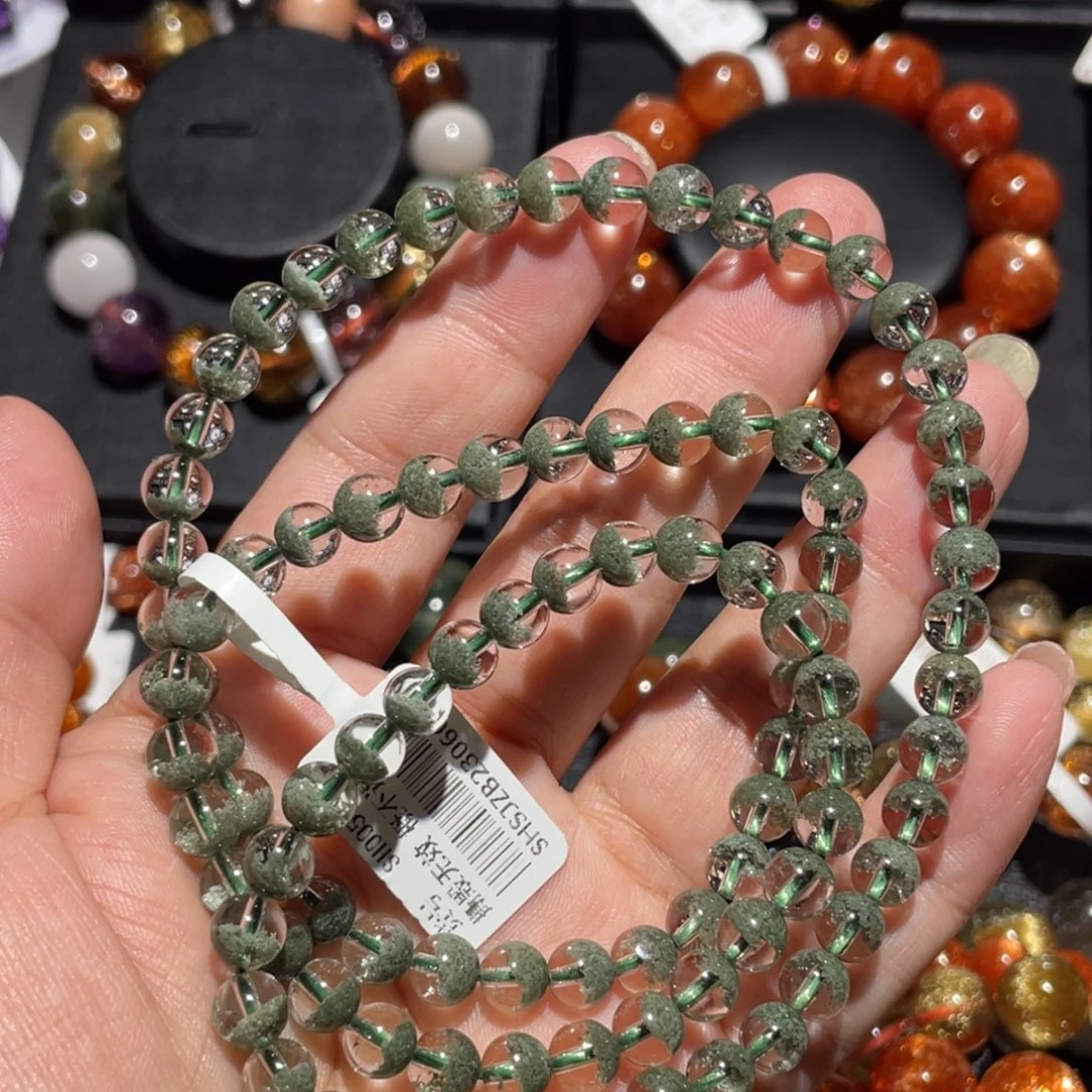 水晶手链未镶嵌绿幽灵多圈6mm左右