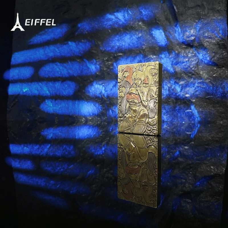 EIFFEL/埃菲尔煤油打火机小重甲E三色浮雕镶嵌黑色丝袜九尾送男友