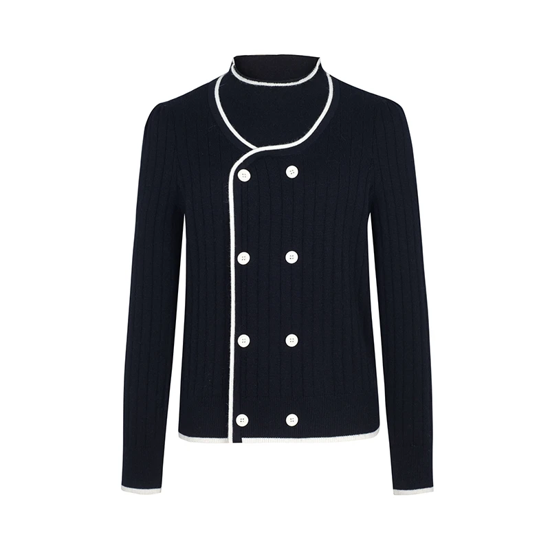 【尚雅专属】商场同款边缘撞色假两件套头针织衫NDY11B34478