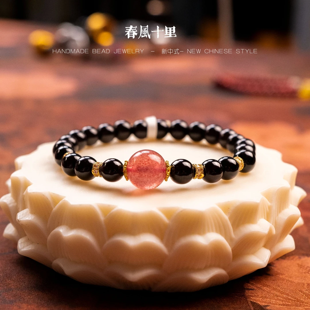 <抖音基地质检发货>石榴石+合金手串ZM15+文玩手串袋ZM38