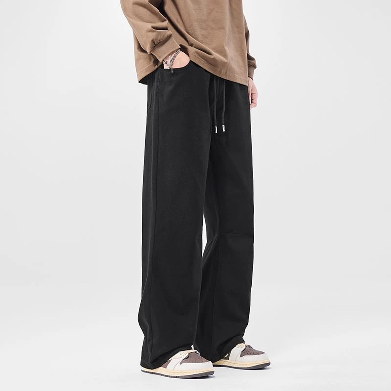 纯棉2025新款小设计简约纯色复古工装长裤男流行直筒休闲裤裤子潮