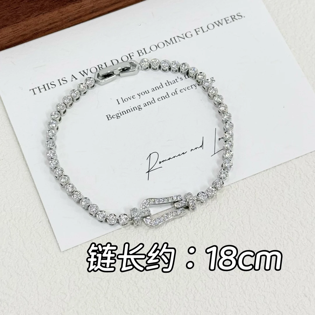 铜合金锆石手链 SL-109新款爆闪满钻马蹄扣手链