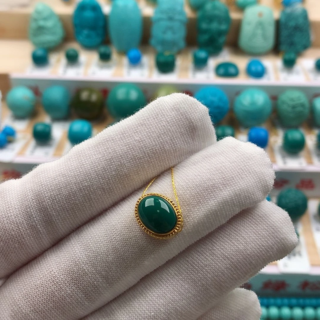绿松石18K金镶嵌配饰