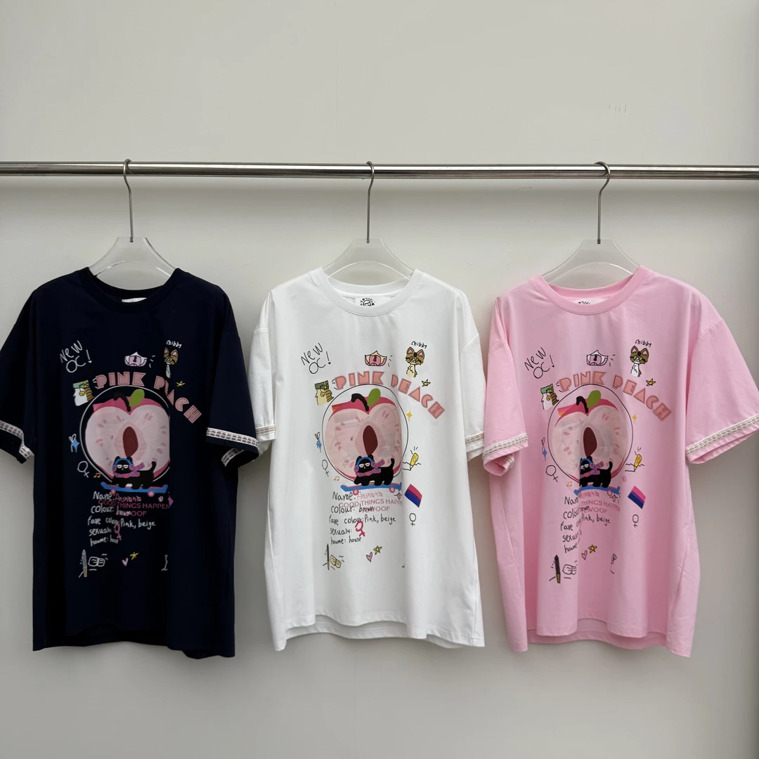 AN9.Studio︱小众设计师款蜜桃猫咪T恤A397