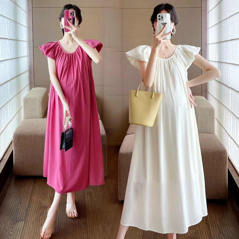 孕妇装2025夏季新款法式温柔风气质显瘦百搭时尚孕妇连衣裙-220