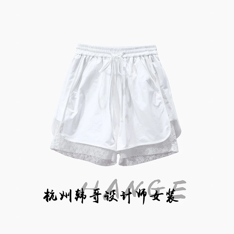 【韩哥女装】2025欧版轻薄月光白撞色拼接运动时尚短裤9709-H1