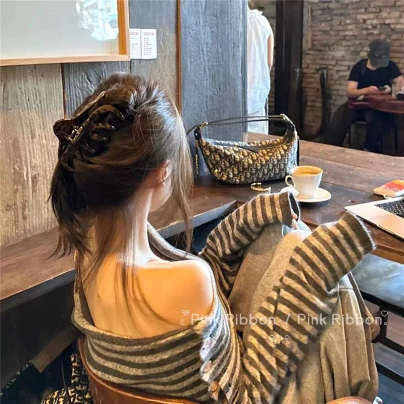 发量多大号盘发夹子韩式亮面豹纹鲨鱼夹网红南瓜抓夹简约百搭发饰