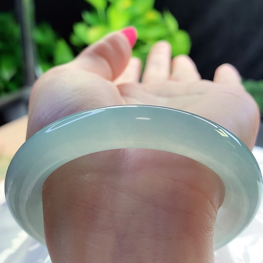 未镶嵌手镯翡翠天然A货翡翠56-57冰泉水 清澈见底 胖嘟嘟