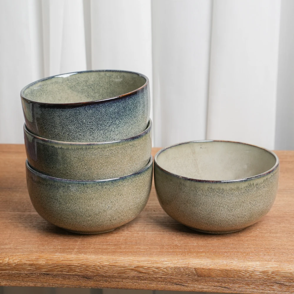 【瑕疵】釉下彩陶瓷碗窑变餐厅高级吃饭碗复古家用米饭碗碗X4B