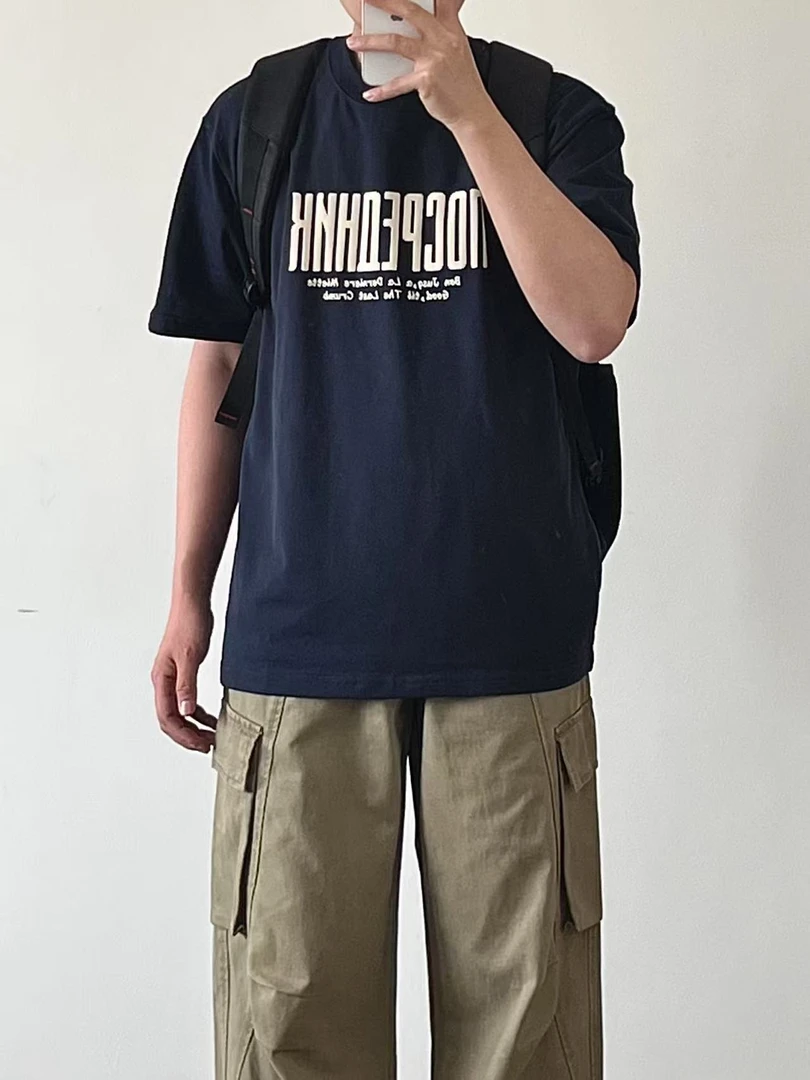 夏季新款美式潮牌高品质纯棉圆领设计舒适百搭印花潮流半袖T恤男