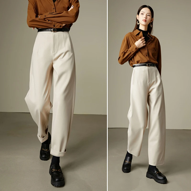 【新品】百搭神裤2025裤子毛呢镰刀裤女【不含腰带】25080211