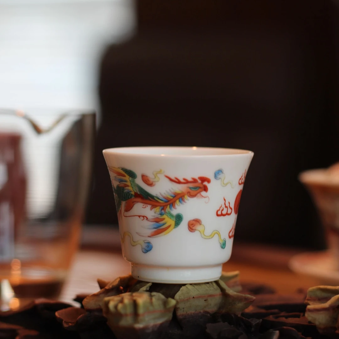 九莲堂 个人品茗杯：凤凰品茗玉瓷杯*1 茶具