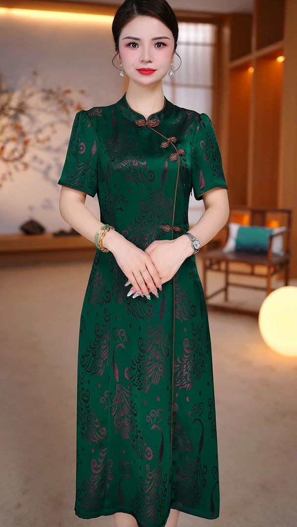 【母亲节】知性风旗袍女款高级感连衣裙大方新中式妈妈装ZRF-25114