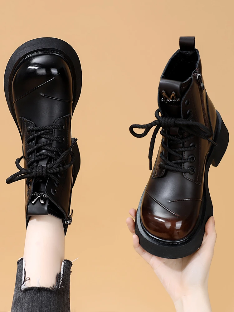 靴子女款爆款英伦风秋冬厚底短靴洋气靴子女款爆款2025新款