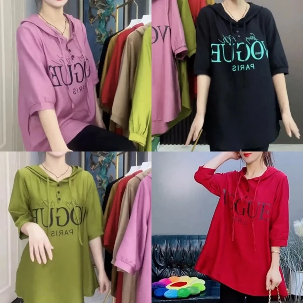 新款休闲时尚大衫女韩版大码宽松连帽字母遮肉显瘦加肥加大女装
