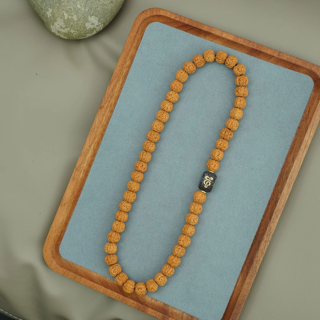 精品五瓣花王双圈手串无相款手链盘玩龙纹高密文玩