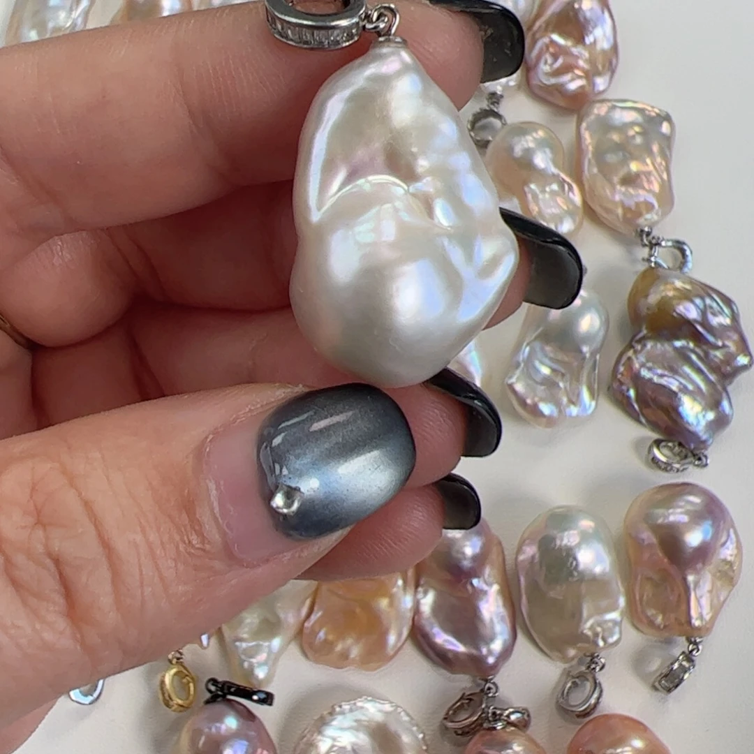 银S925镶嵌淡水珍珠吊坠(不含链)