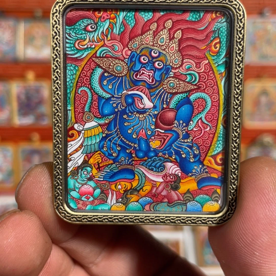 遇***！吊坠热贡精品纯手绘黑财神