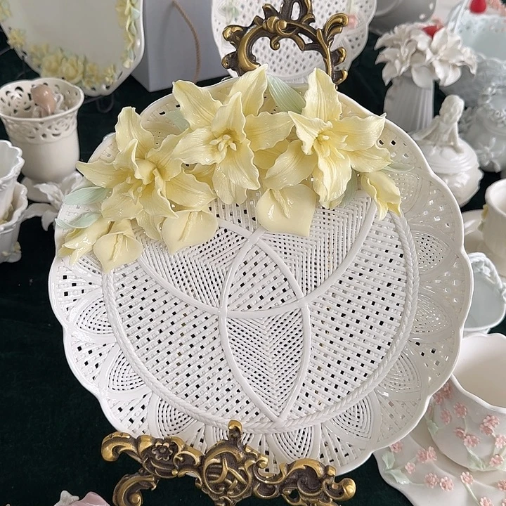 手工捏花百合花编织水果盘中号