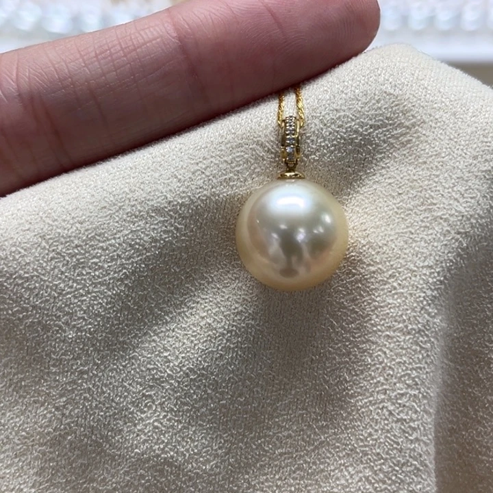 18K金镶嵌吊坠(不含链)海水珍珠12-13m 119号