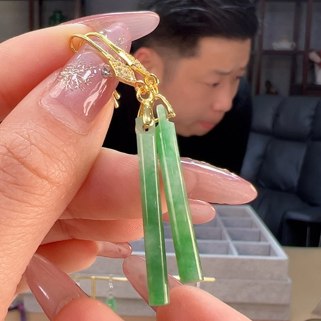 翡翠耳饰银S925镶嵌耳环13