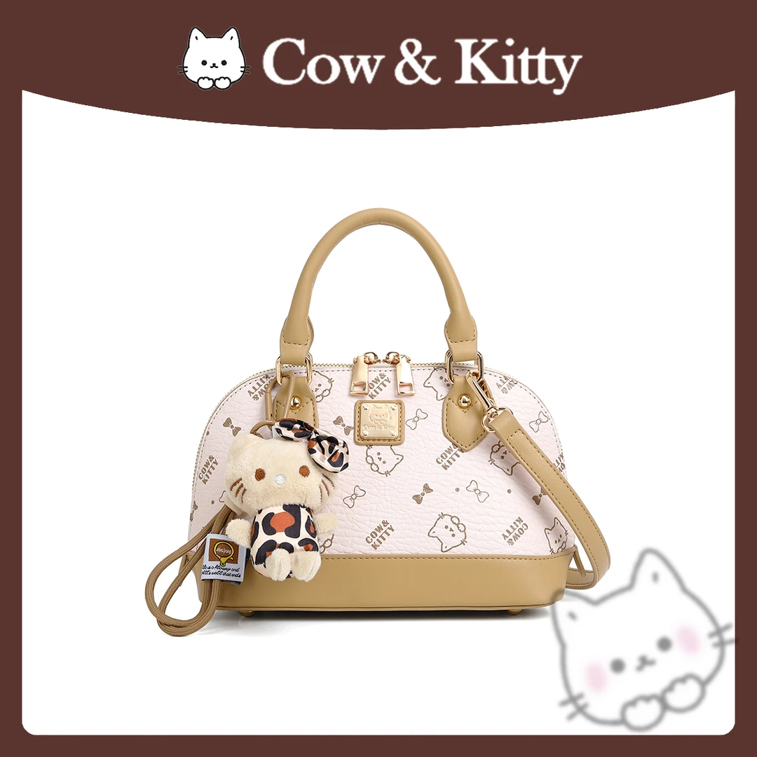 【刘叮当甄选】Cow&Kitty/时尚大容量保龄球包手提单肩斜挎8011杏