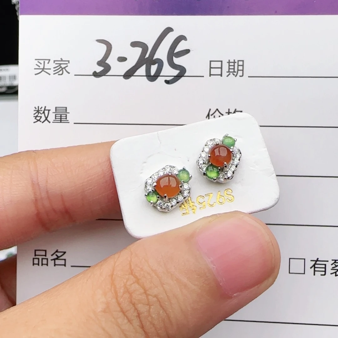 翡翠戒指银S925镶嵌戒指