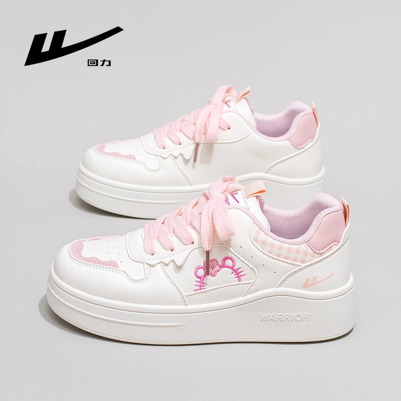 回力加绒休闲鞋2025新款秋冬女款厚底增高板鞋学生百搭运动小白鞋