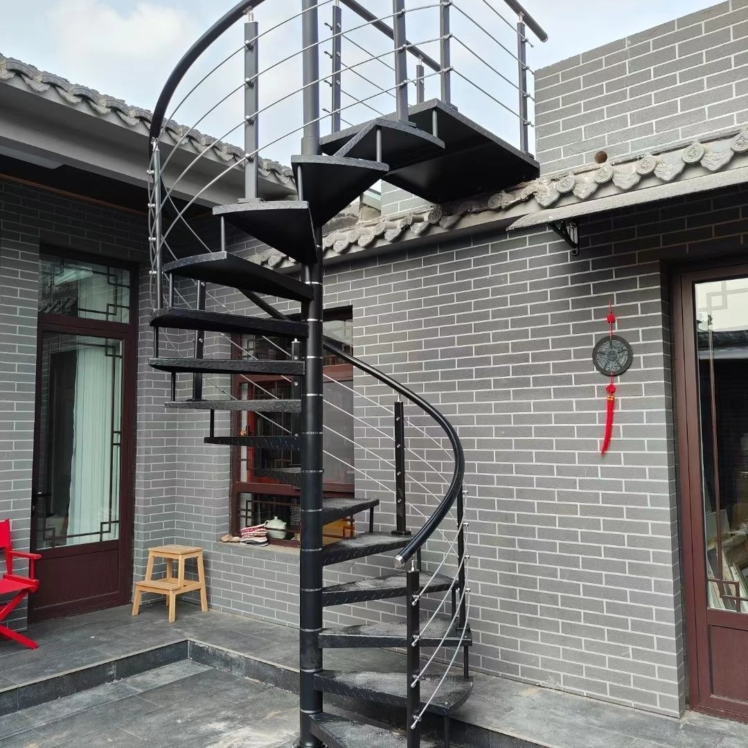 加厚室外旋转楼梯铁艺防滑板镀锌阁楼复式楼整体组装户外楼梯定制