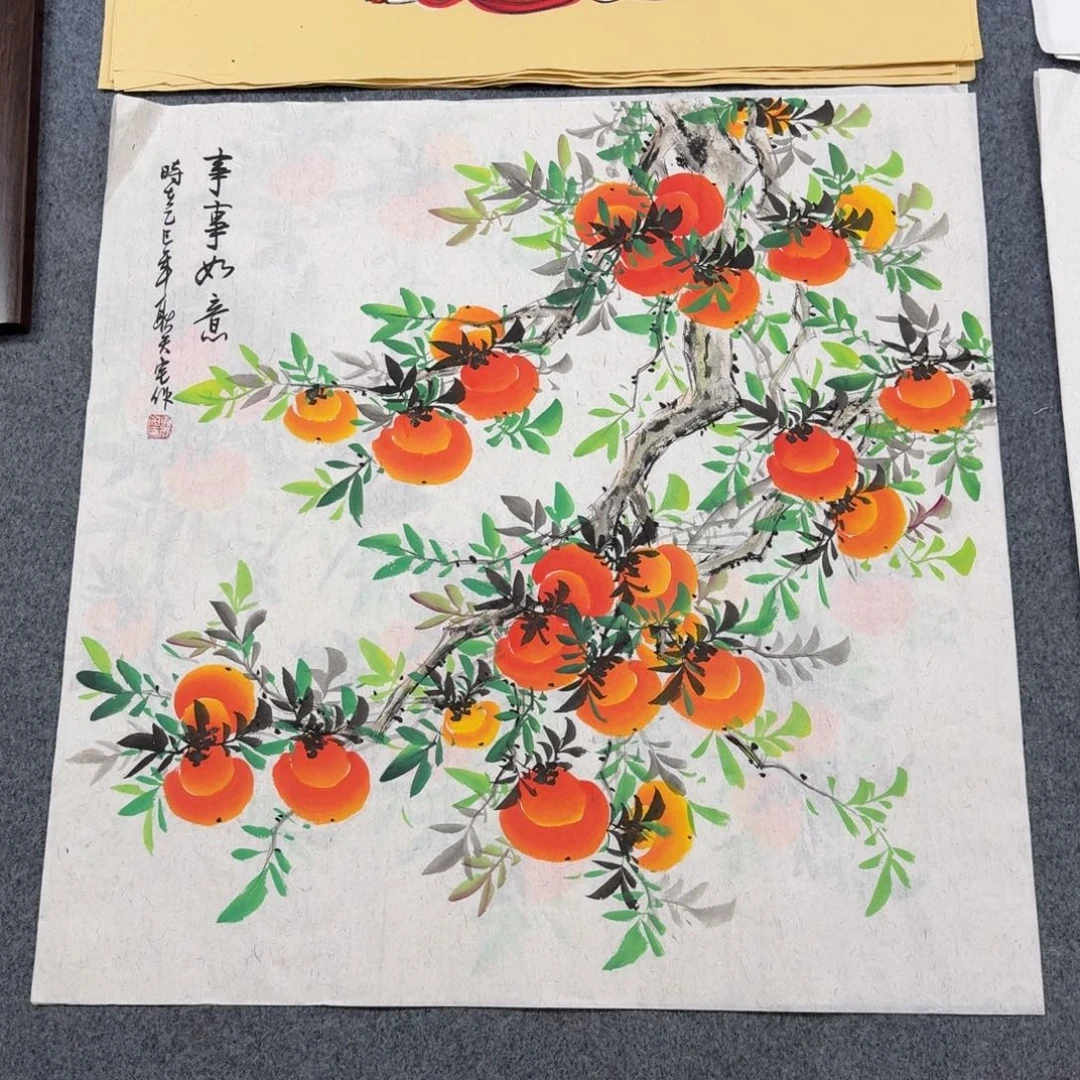 国画四尺斗方70X70纯手绘作品