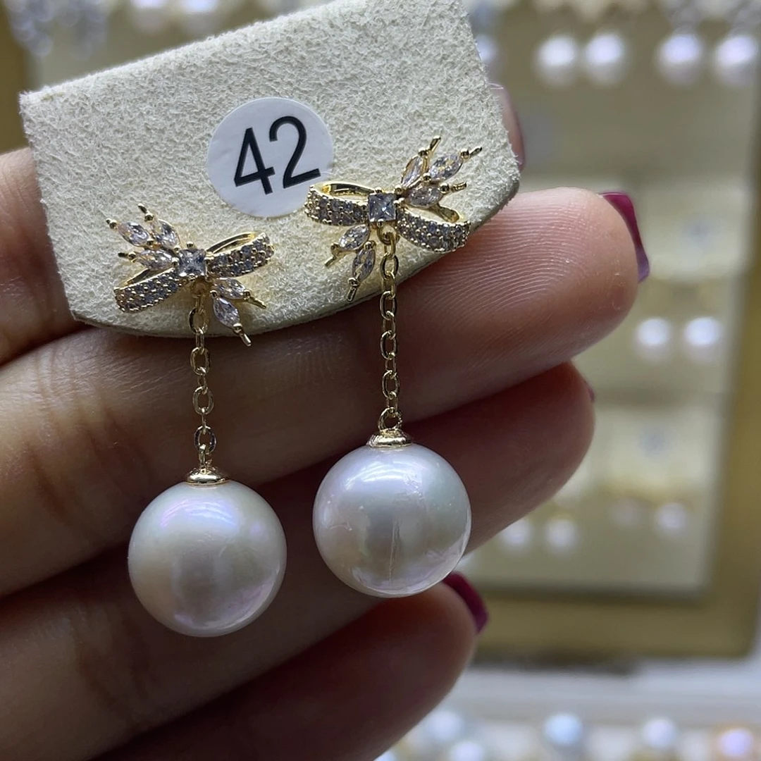 淡水珍珠耳饰银S925镶嵌