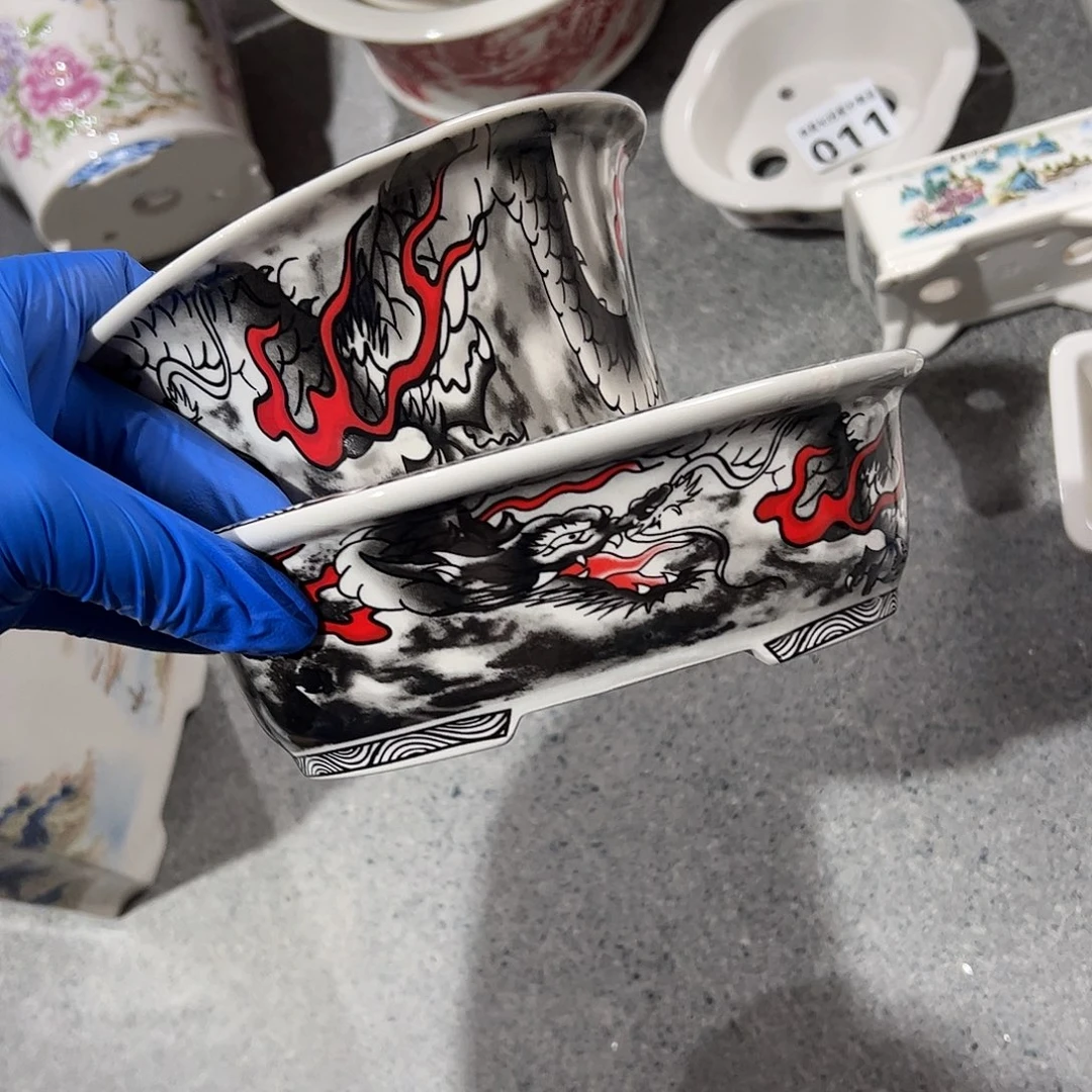 紫砂花盆013号瑕疵2个处理介意勿拍