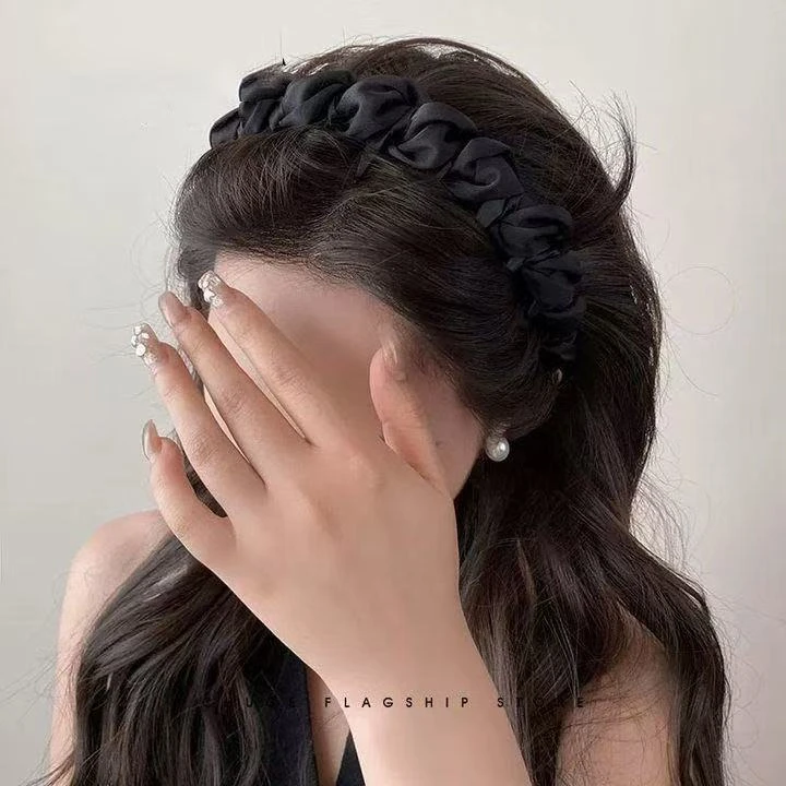 褶皱波浪发箍女2025新款防滑带齿高端高颅顶神器发卡高级头箍发饰