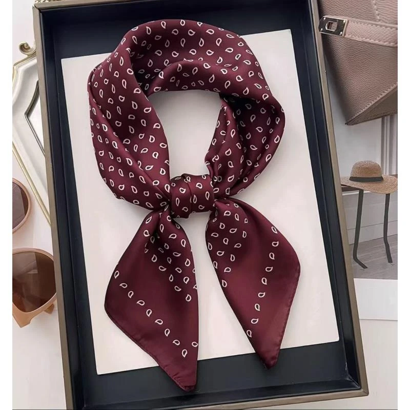 f70-94【波尔酒红】丽景缎70*70左右气质丝巾方巾时尚百搭