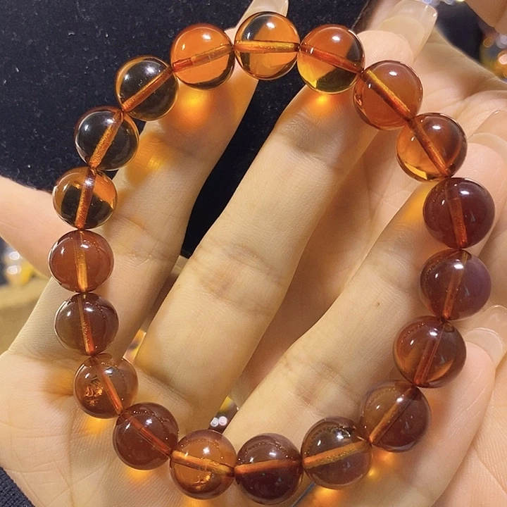 蓝珀未镶嵌珠宝奇石墨西哥红蓝手串10