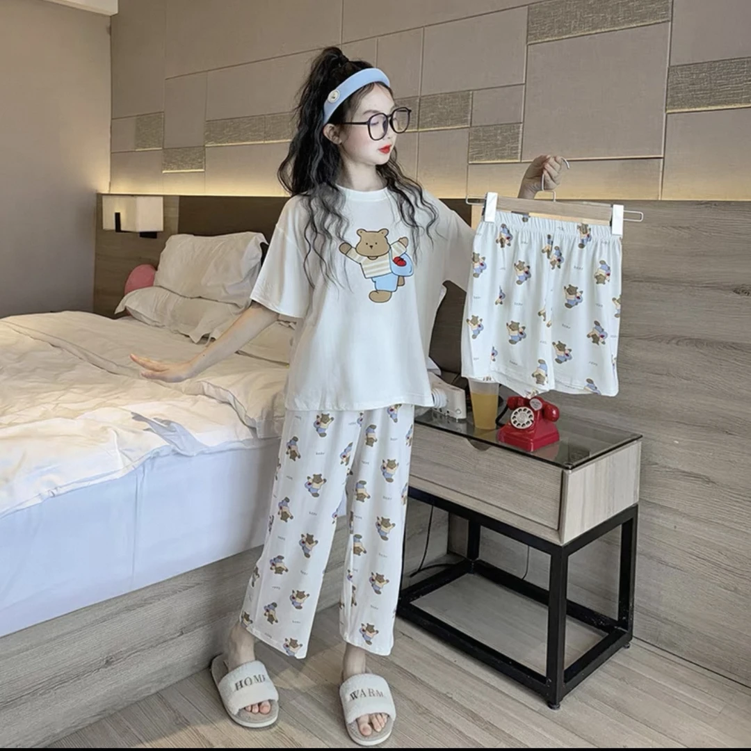 爆款女童男童睡衣套装儿童2025新款冰丝夏季宝宝家居服空调薄款