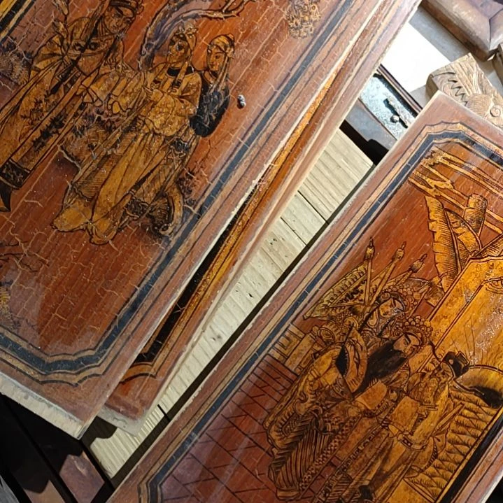 香榧木播**新老木雕一套七片