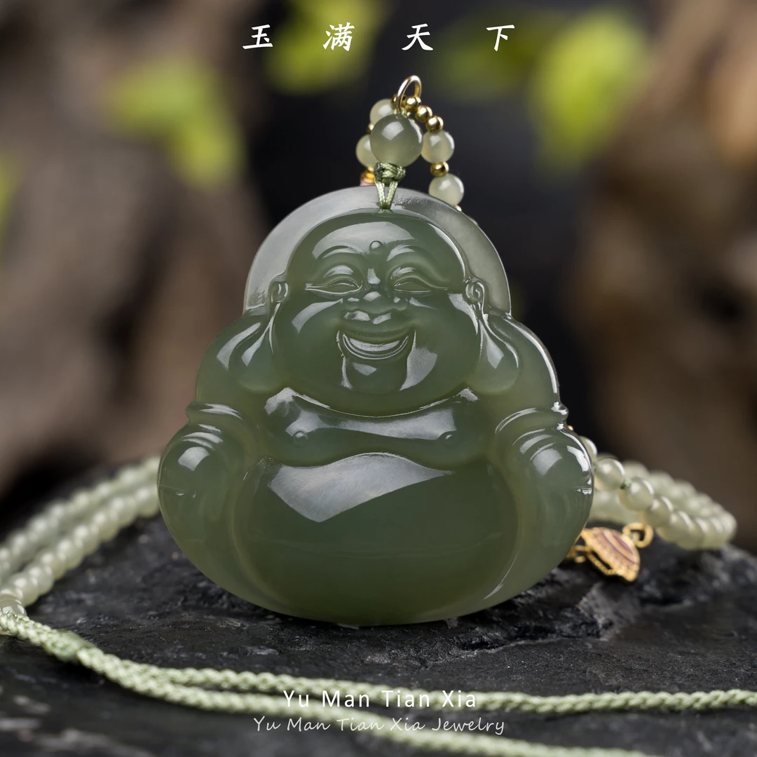 玉满天下【清荷】传承系列深湖佛公和田玉吊坠 颜色多样性发一