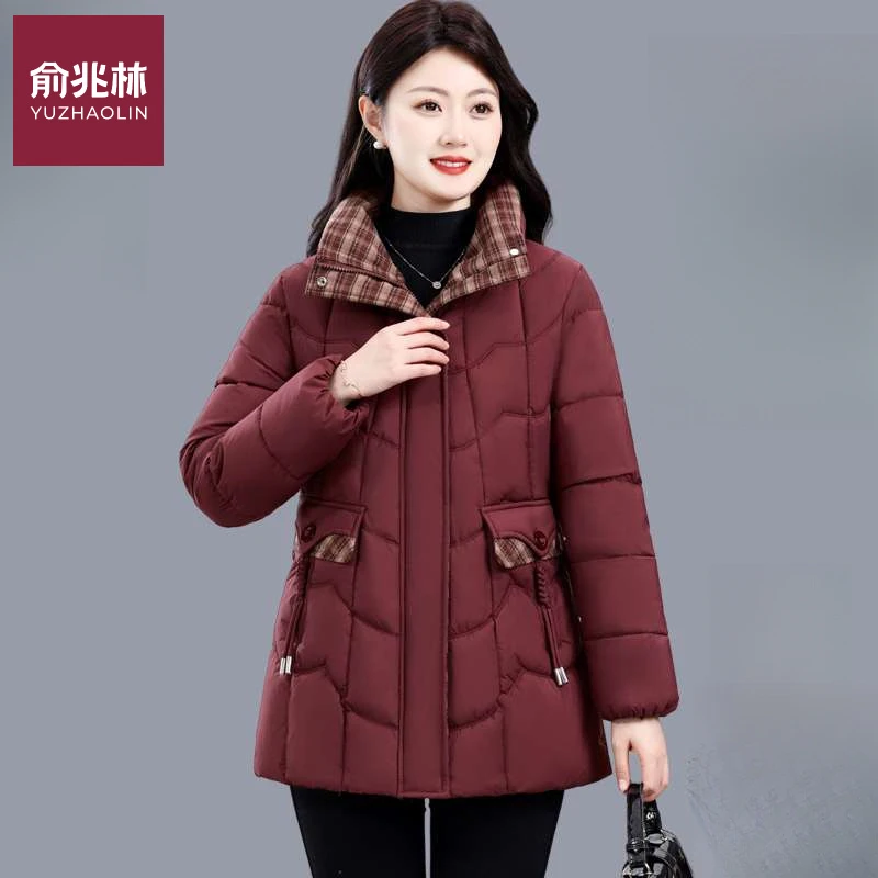 2025冬季新款中老年妈妈服外套保暖棉袄加绒加厚中长款棉衣