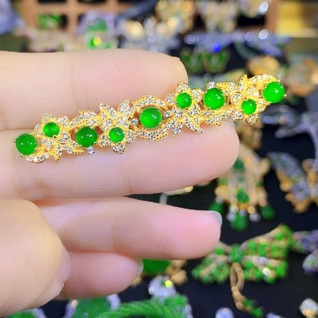 吊坠(不含链)银S925镶嵌翡翠