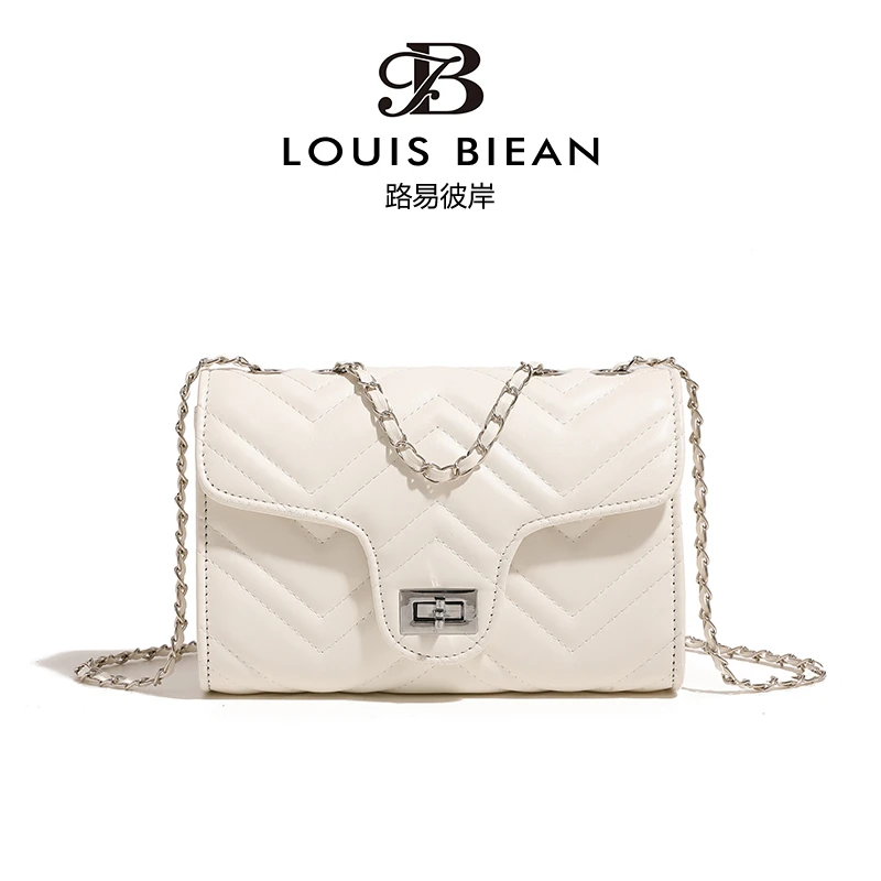 小香风菱格链条小众高级质感百搭斜挎包8058白