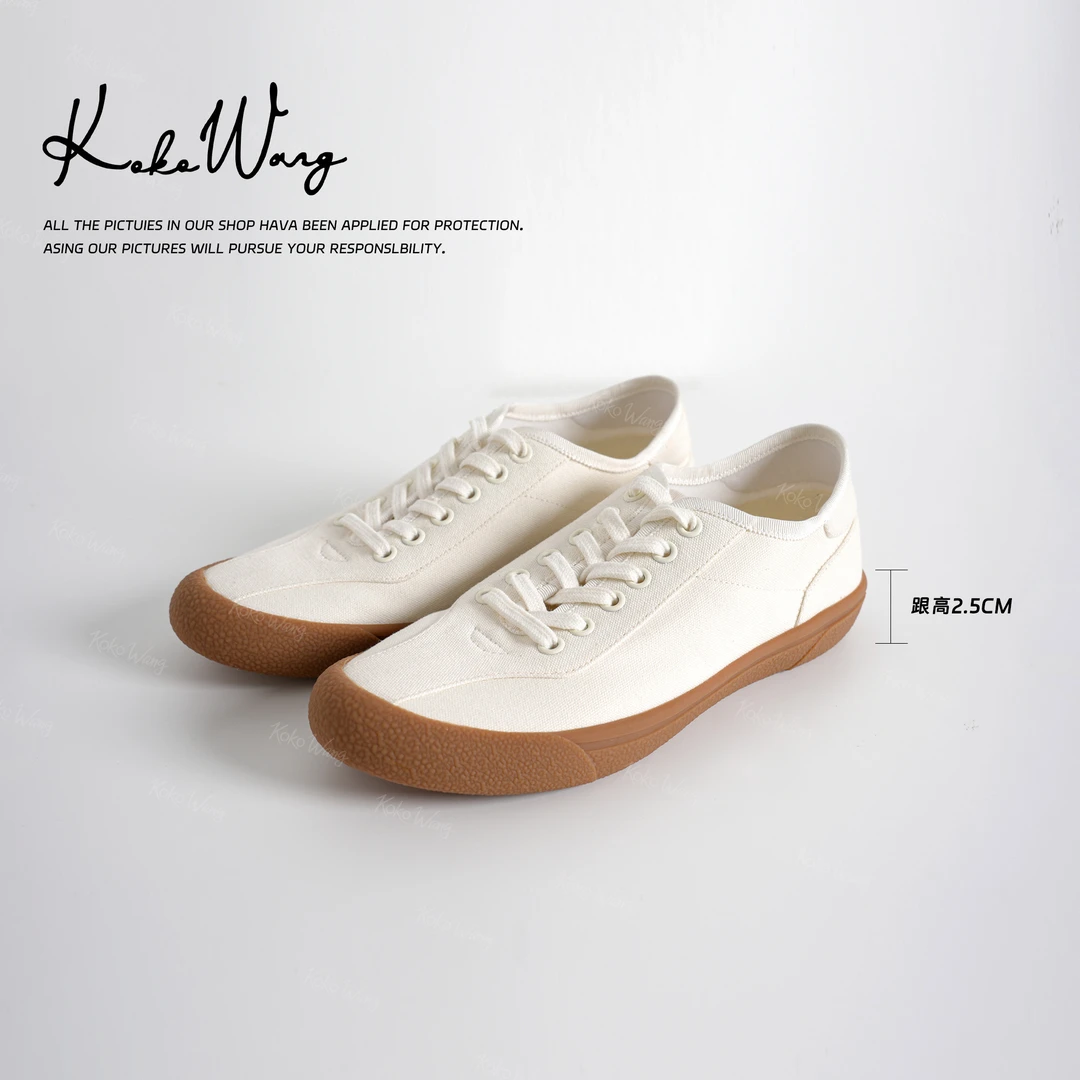 KOKO WANG新款时尚纯色亚麻帆布休闲鞋百搭德训鞋550315F02X05