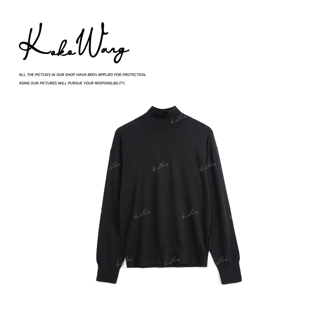 KOKO WANG 秋冬2股16针羊绒羊毛混纺半高领针织打底衫N7805J30Z43