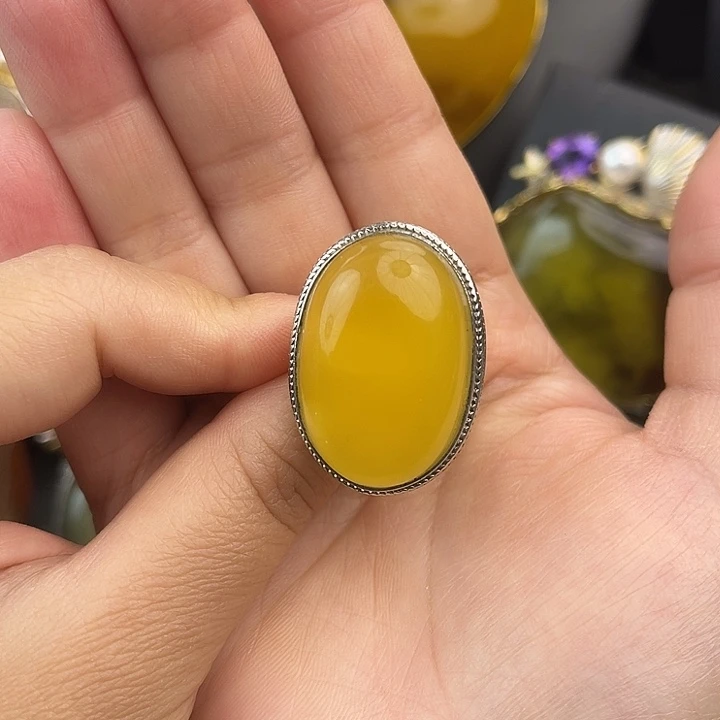 琥珀银S925镶嵌裸石