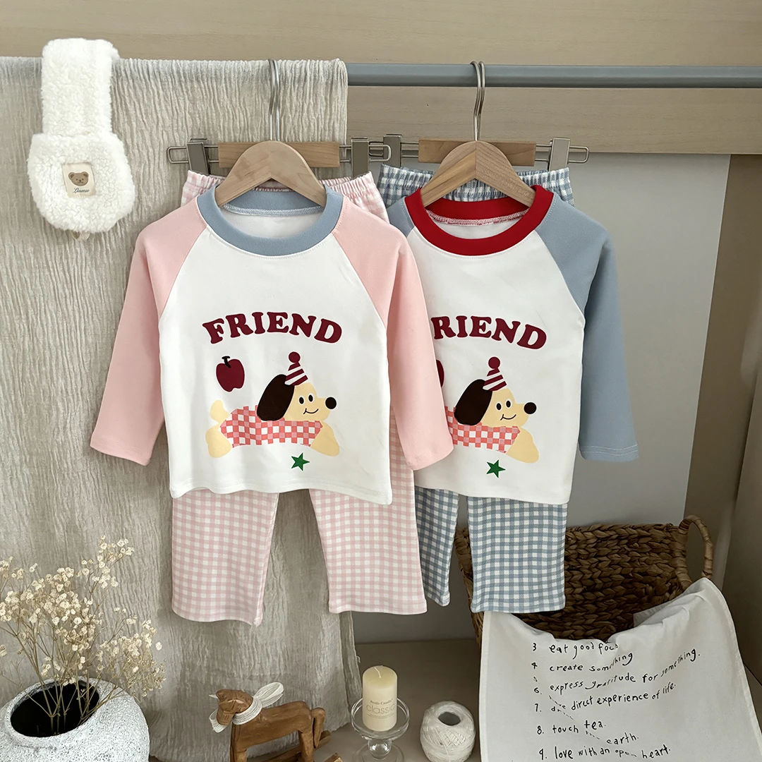 【25秋季上新】儿童德绒家居套装舒适卡通风长袖睡衣秋款男女童装