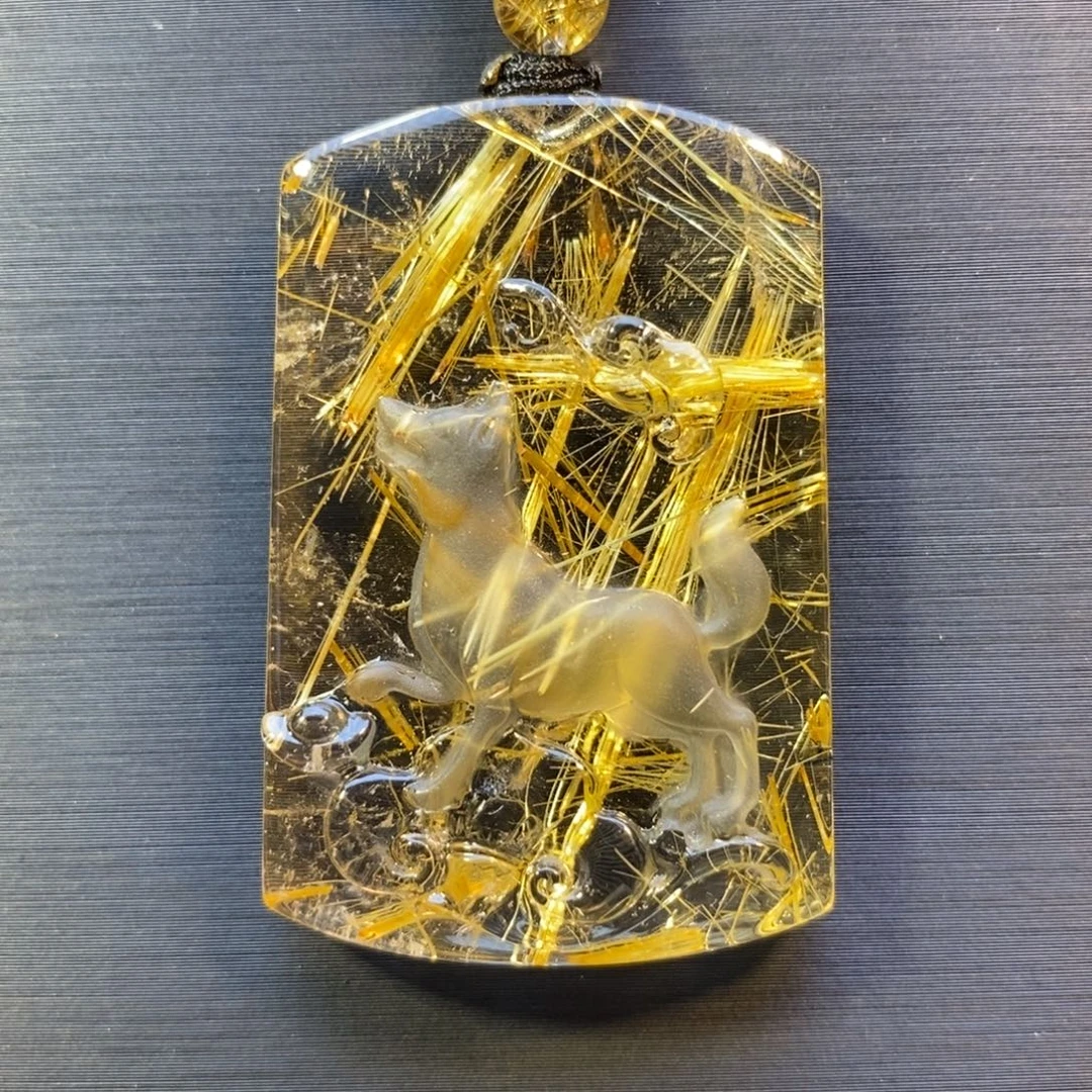 颈饰水晶未镶嵌钛晶生肖狗吊坠