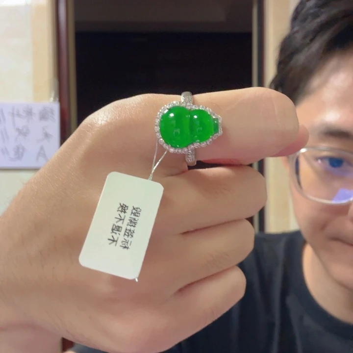 翡翠银S925镶嵌颈饰戒指